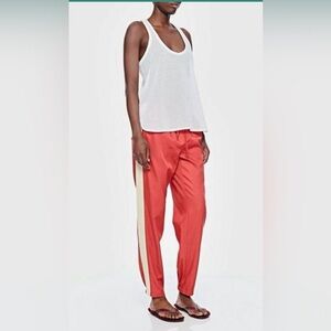Tibi Red and Cream Track Pants